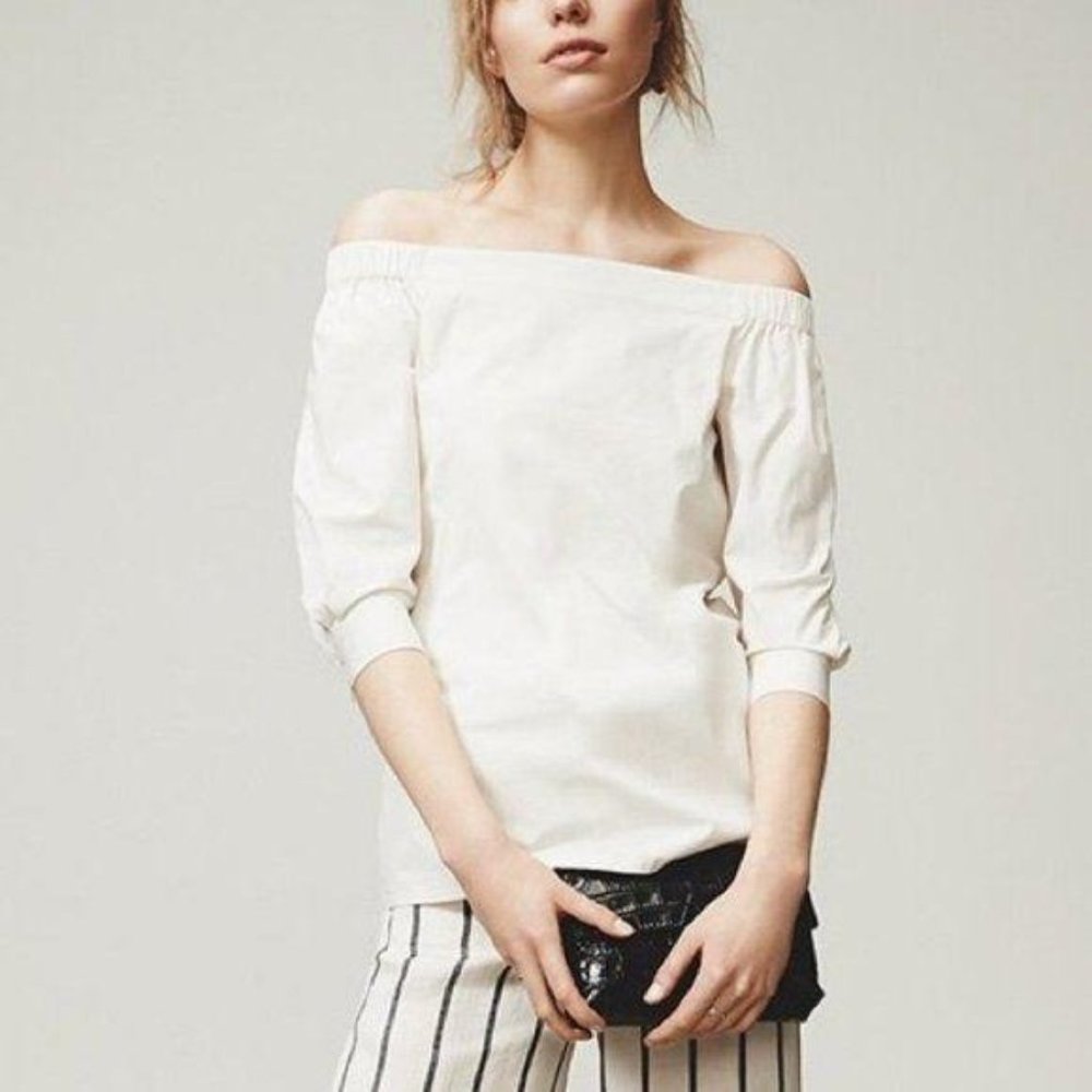 Theory Joscla Light Poplin Off the Shoulder Elasti